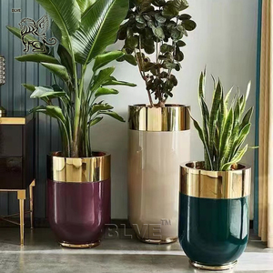 BLVE decoración del hogar grandes urnas de jardín florero interior <span class=keywords><strong>maceta</strong></span> de Metal <span class=keywords><strong>maceta</strong></span> <span class=keywords><strong>dorada</strong></span> de acero inoxidable para venta al por mayor - Product Image 5