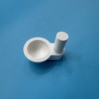 Crucible en céramique de nitrure de bore hexagonal en forme de L fileté, bateau de fusion hémisphérique en BN, support d'échantillon en céramique HBN