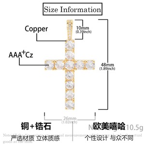 Joyería Hip Hop Europea y Americana, Collar con Colgante de Cruz de Jesús Cristiano en Oro de 18K para Hombres y Mujeres - Product Image 3