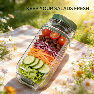 Boîte à salade multicolore améliorée, ouverture latérale carrée, couvercle hermétique, sans BPA, qualité alimentaire, 1000 ml, préparation de repas, salle de sport, restaurants - Product Image 4