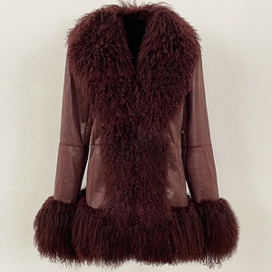 <span class=keywords><strong>Cappotto</strong></span> in Pelle Scamosciata da Donna con Fodera in <span class=keywords><strong>Pelliccia</strong></span> di Coniglio e <span class=keywords><strong>Pelliccia</strong></span> Mongola Corta, Lusso Personalizzato, Caldo Invernale 2026 - Product Image 1