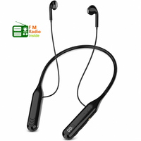 Écouteurs sportifs sans fil à tour de cou avec radio FM, écran LED, connexion double téléphone, fente pour carte TF et plus de 40 heures d'autonomie