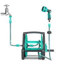 Selang PVC Tahan Lama 15m 1/2" CNS untuk Cuci Mobil & Berkebun, Selang Air Taman Portabel, Dapat Ditarik & Disesuaikan, Set Gerobak Selang Air dengan Penggulung, Dapat Dipasang di Dinding