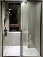 Porte de douche coulissante simple en verre de 6 mm noir, style hôtelier, avec charnière, kit complet pour salle de bain, OEM ODM
