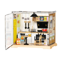 Maison de poupée miniature en bois à construire soi-même, design personnalisé, fait main, avec éclairage LED