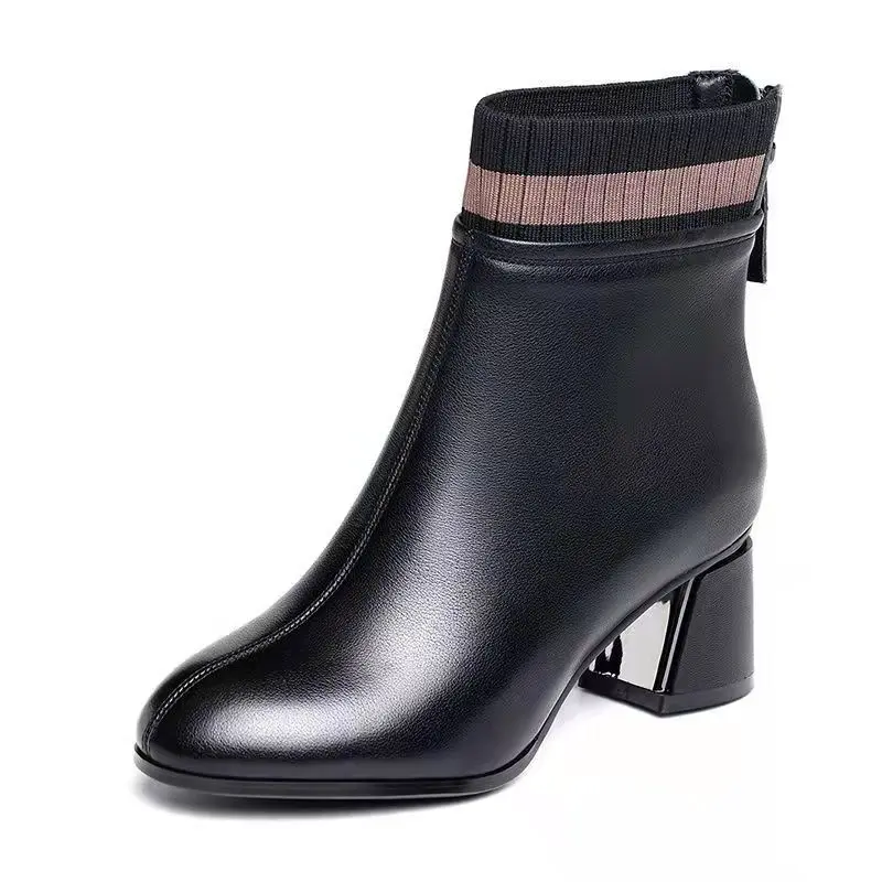Wholesale Sexy Thick Soled Size 13 Classic Ankle Heel Woman Martin Stock Flat leather boots women 2023 styles
