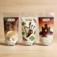 Sachets d'emballage pour thé de 250g, imprimés sur mesure, qualité alimentaire, en Mylar, résistants à l'humidité, refermables à fermeture éclair, thermoscellables, pour salades et gâteaux