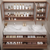 Ensemble de meubles de salle de bain : Meuble sous-vasque intégré et meuble-lavabo pour toilettes