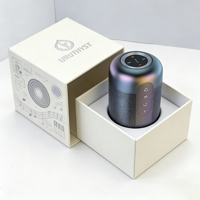 Debossed Logo Two Piece Rigid Box with Custom Music Pattern Print for Bluetooth Speaker Premium Electronic Gift