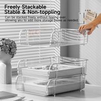 Organizador de Oficina Transparente Ecológico, Bandeja Apilable para Papel y Cartas, Caja de Almacenamiento y Estante para Archivos de Papel A4