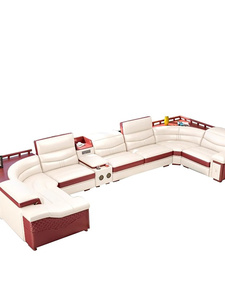 Sofá de Esquina de Madera Maciza con Diseño Concubino en Cuero, Estilo Europeo Moderno, Muebles para Sala de Estar de Apartamentos Grandes, Sofá de Arte en Cuero de Guangdong - Product Image 4