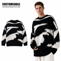 Pull-over tricoté 100 % polyester 7GG à col ras du cou et manches longues, coupe ample, pour homme, collection Printemps – Échantillons disponibles, directement de l'usine