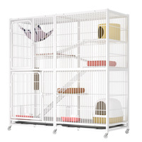 Cage à chat de luxe à trois niveaux en fer avec structure d'escalade et nid, design respirant, espace super spacieux pour chats, utilisation intérieure toutes saisons