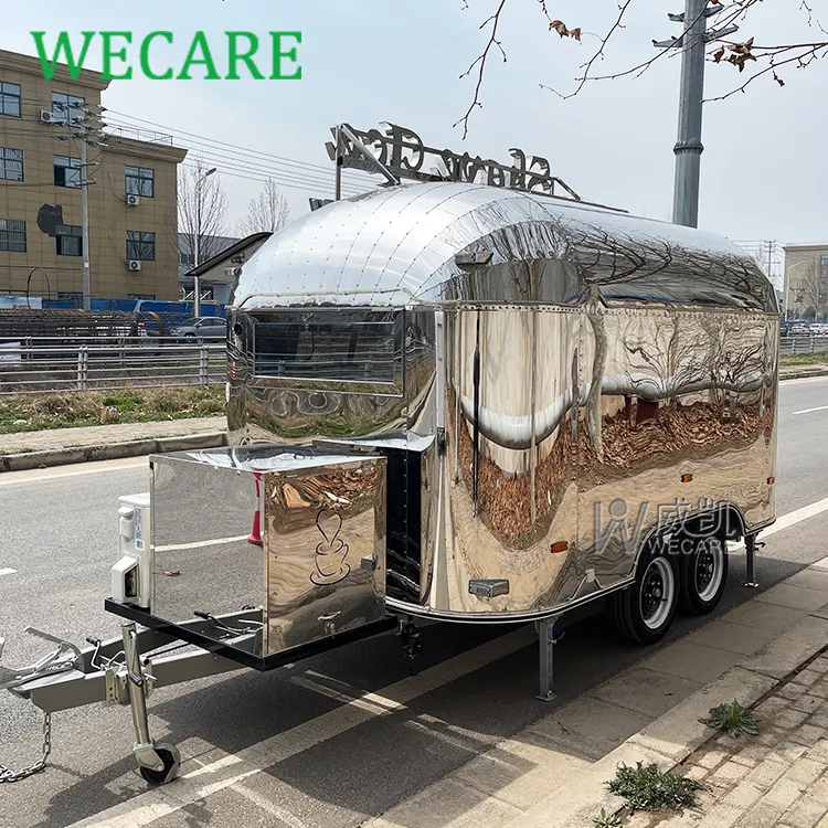 Wecare 350*210*210cm airstream mobile bbq makanan keranjang es krim trailer kopi truk dengan dapur penuh