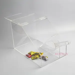 Caja de Acrílico Transparente para Dulces, con Tapa de Plexiglás en Forma de Trapecio - Product Image 1