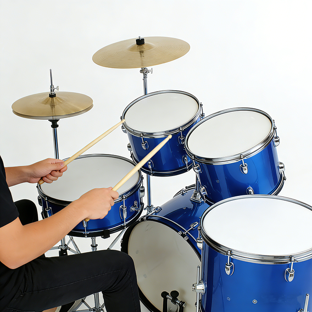 High Quality Drum Kit Musical Instrument Manufacturer Professional 5 Drums Set With Pedal Cymbals Stands Stool and Sticks
