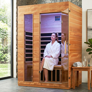 Home Gym Recovery 2 Person Infrared Sauna Room Solid Wood Muscle Pain Relief Therapy Cabin 68F to 149F Smart Control - Product Image 1