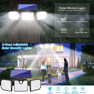 Nouvelle lampe solaire à 230 LED, lampe murale extérieure, étanche IP65, projecteurs, détecteur de mouvement, 3 modes, éclairage de rue, décoration de jardin - Product Image 5