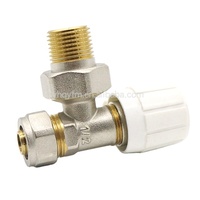 Robinet d'angle en laiton pour radiateur avec volant en plastique blanc, vanne thermostatique pour système de chauffage, raccord de radiateur