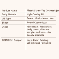 Pot cosmétique rond en PP de 20 ml, 30 ml, 50 ml pour crème visage, hydratant, emballage de produits de beauté et de soins de la peau