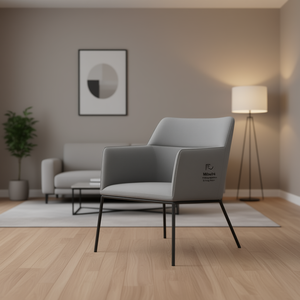 Mibeta Modern Steel Armchair <b>Grey</b> Fabric Ergonomic Living Room <b>Chair</b> for Kitchen Dining <b>Bedroom</b> - Product Image 2
