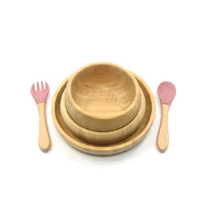 Ensemble d'assiettes en bambou pour enfants, vente en gros, en bois, dessin animé, assiette à dîner pour bébé, planche en bambou bon marché, personnalisée pour enfants, Offre Spéciale