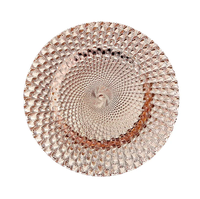 Assiettes de présentation rondes décoratives dorées en plastique martelé aspect cuivre de 13 pouces pour mariages et événements