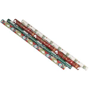 Papier cadeau de Noël 70x100cm, motif rennes multicolores, papier couché écologique pour emballage de cadeaux de fêtes - Product Image 5