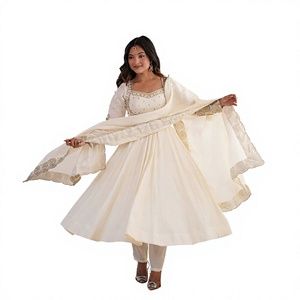New Design Trending Women's Roman Embroidered Sequence Designer Anarkali <b>Three</b> Piece Set Floor-Length Reversible Stretchable - Product Image 1
