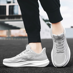 Zapatillas Deportivas de Malla Gris Claro para Hombre, con Cordones, Punta Redonda, Transpirables, Suela de Goma, Entresuela de EVA, para Todas las Temporadas, Casuales - Product Image 4