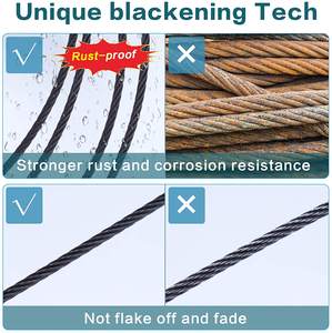 Cable <span class=keywords><strong>de</strong></span> acero inoxidable T316 para barandilla <span class=keywords><strong>de</strong></span> escalera interior, <span class=keywords><strong>cuerda</strong></span> <span class=keywords><strong>de</strong></span> alambre negra, 1/8, Avión <span class=keywords><strong>de</strong></span> grado marino, balaustrada artesanal, 7x7.300 pies W - Product Image 4