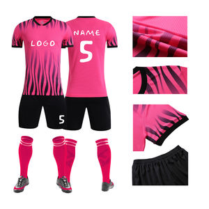 Maglia da calcio da uomo personalizzata maglia da calcio rosa da donna pantaloncini da calcio con tecnologia a sublimazione di calore Set da sport di alta qualità - Product Image 2