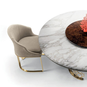 Chaise de salle à manger PURUO, <span class=keywords><strong>prix</strong></span> de gros, style italien moderne, cadre en acier inoxydable argenté et doré, tissu brun, cuir PU - Product Image 3