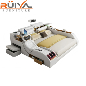 Modern Multimedia USB Charger Smart <b>Bed</b> Genuine Leather Bedroom Furniture Multifunctional Family Soft <b>Bed</b> B714 Soft Multifunctio - Product Image 6