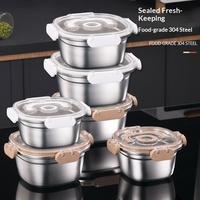 Boîte de conservation alimentaire en acier inoxydable 304, compatible réfrigérateur et congélateur, qualité alimentaire, conception hermétique à clipser avec conservation sous vide
