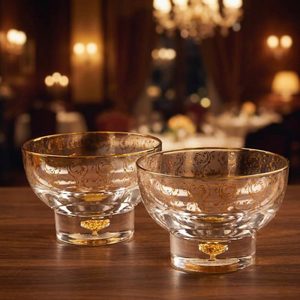 Tazón de Cristal con Lámina de Oro de 24k, Tallado, Ecológico, Bonito y Decorativo, para Servir en Fiestas y en el Hogar - Product Image 2