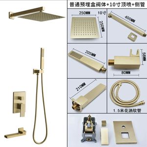 Concealed Wall Mounted Shower Set 250mm Square Rain Head With Handheld And Hose For Bathroom - Product Image 1