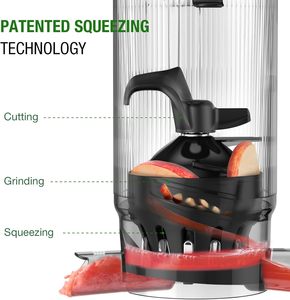 Presse-fruits noir à froid sans BPA Machine facile à nettoyer, rendement élevé en jus, <span class=keywords><strong>goulotte</strong></span> d'alimentation extra large pour les fruits entiers, ménage électrique - Product Image 5
