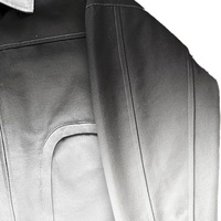 Blouson d'hiver minimaliste pour homme en toile noire et blanche dégradée, fermeture éclair, avec poches