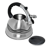 Bouilloire sifflante en acier inoxydable 3L avec poignée en acier inoxydable, design minimaliste, portable, pour cuisinière, usage domestique, qualité alimentaire