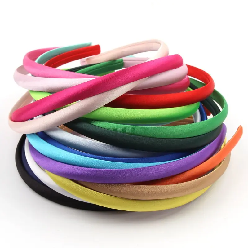 Narrow 1cm Wrapped Satin Fabric Headband Hair Accessories DIY