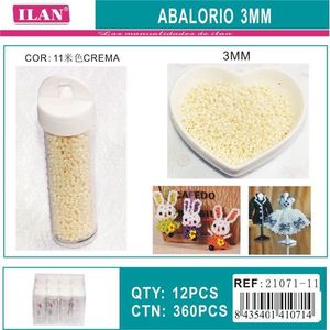 Perline Ilan Abalorio da 3 mm color crema per artigianato e creazione di gioielli - Product Image 3