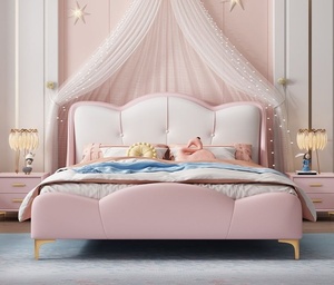 Letti Moderni Colorati per Bambini con <span class=keywords><strong>Gambe</strong></span> in Metallo e Struttura in Legno, Imbottiti, Arredamento Camera da Letto, Letto Morbido per Bambini e Bambine - Vendita all'Ingrosso - Product Image 1