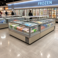 Congélateur commercial combiné en îlot pour supermarché, vitrine de produits surgelés, congélateur coffre en verre pour crème glacée et viande, écologique