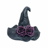 Sombrero de bruja de resina blanca de mesa de Halloween de 7 pulgadas Decoración de sombrero de bruja de poliresina