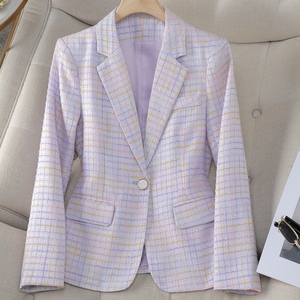 Nuevo Traje Femenino a Cuadros de Primavera Otoño, Estilo Retro, Blusas Informales <span class=keywords><strong>Bonitas</strong></span> y Pequeñas, Blazers Populares para <span class=keywords><strong>Mujer</strong></span> Este Año - Product Image 2