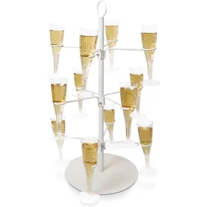 3-Tiers Counter Cocktail Tree Stand Wine Glass Flight Tasting Display Rack for 12 Holders