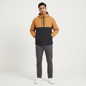 Custom New <b>Men</b> Autumn Windbreaker Canvas Hooded Stand Collar Front Logo Breathable Plus Size <b>Long</b> Sleeved Windproof 100% <b>Jacket</b> - Product Image 1