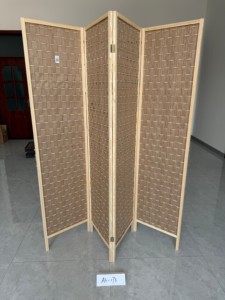 Boho Handwoven Paper Rope 4 Folding Screen Room Divider Wood Frame Rattan Privacy Partition Living Room Decor - Product Image 4