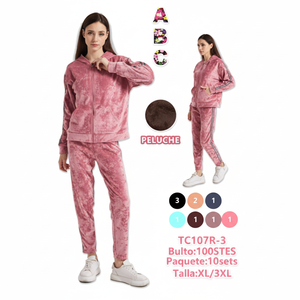 Survêtement en peluche pour femme, coupe régulière, à capuche, fermeture éclair intégrale, couleur unie, matière peluche, hiver, décontracté, grande taille, avec côtés zippés - Product Image 1